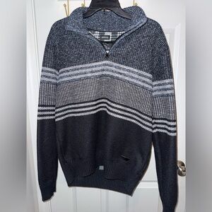 Buffalo David Bitton Black and Gray Zip Up Sweater